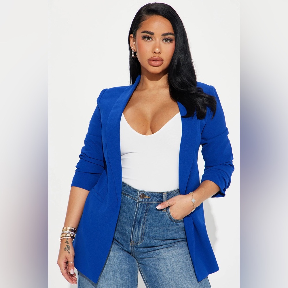 Fashion Nova Celine Blazer – Royal Blue Open Front Jacket